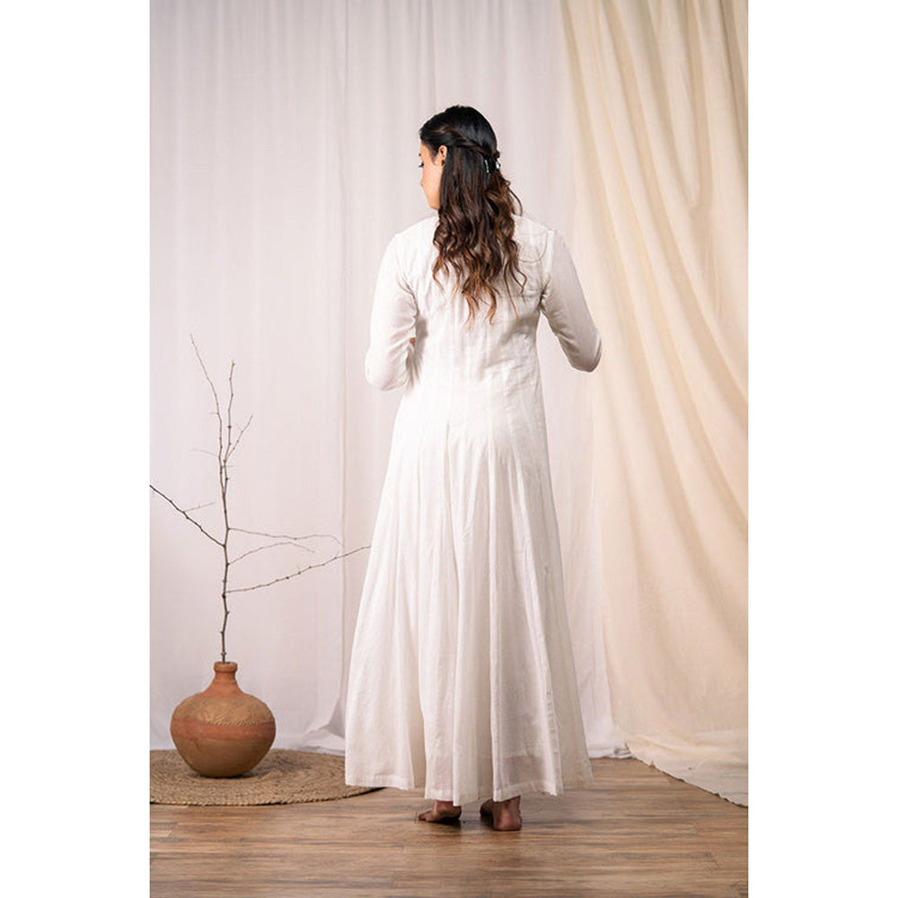 Taraasi Moon Dance' Off White Mulmul Cotton Dress