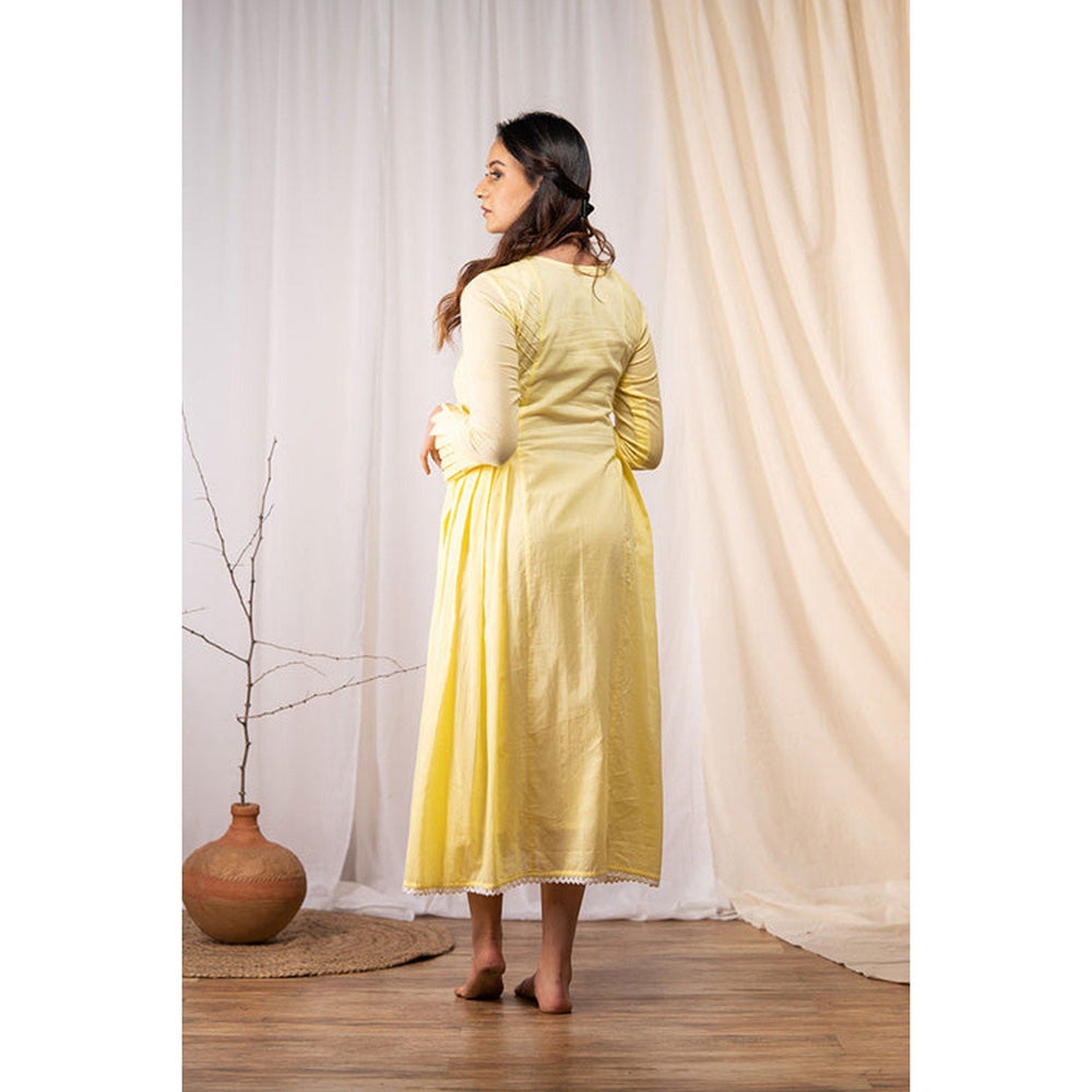 Taraasi Eternal Sunshine' Pastel Yellow Mulmul Cotton Dress