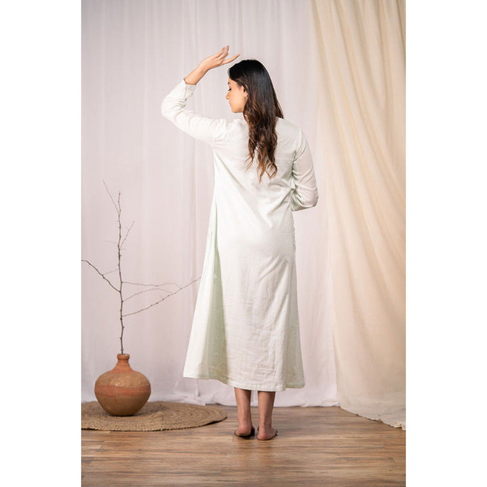 Taraasi Shy Blooms' Pastel White Mulmul Cotton Dress