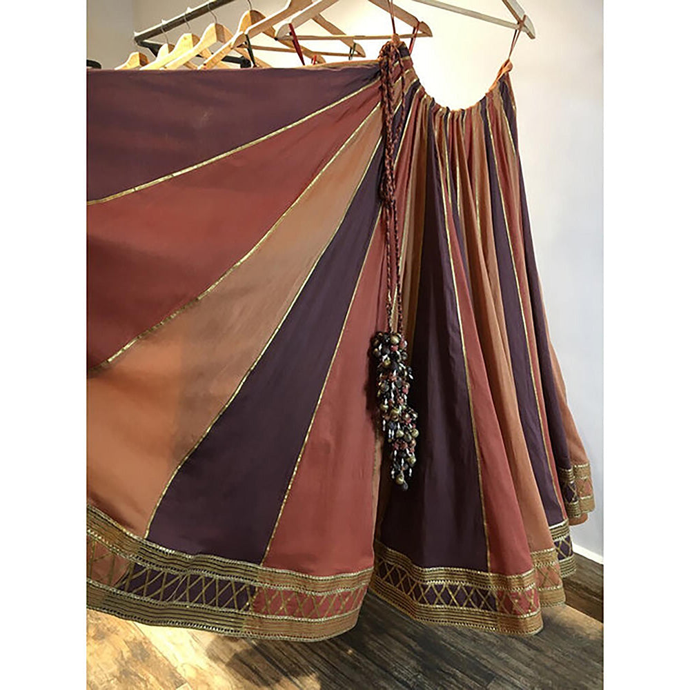 Taraasi Multi-Color Maati Mulmul Cotton Kalidar Ghaghara Skirt