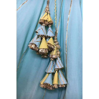 Taraasi Hayat' Blue Mulmul Cotton Kalidar Ghaghara Skirt