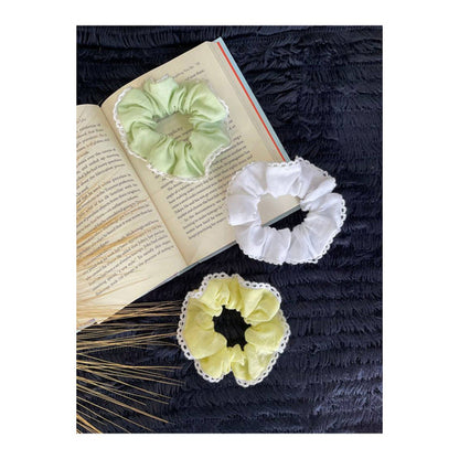 Taraasi Zero Waste Mulmul Multicolored Scrunchies (Pack of 3)