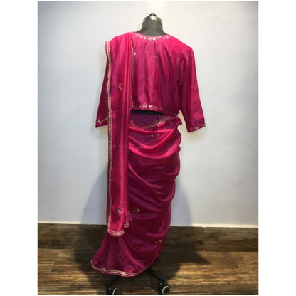 Taraasi Ishq Chanderi' Rani Pink Handloom Chanderi Silk Saree Without Blouse