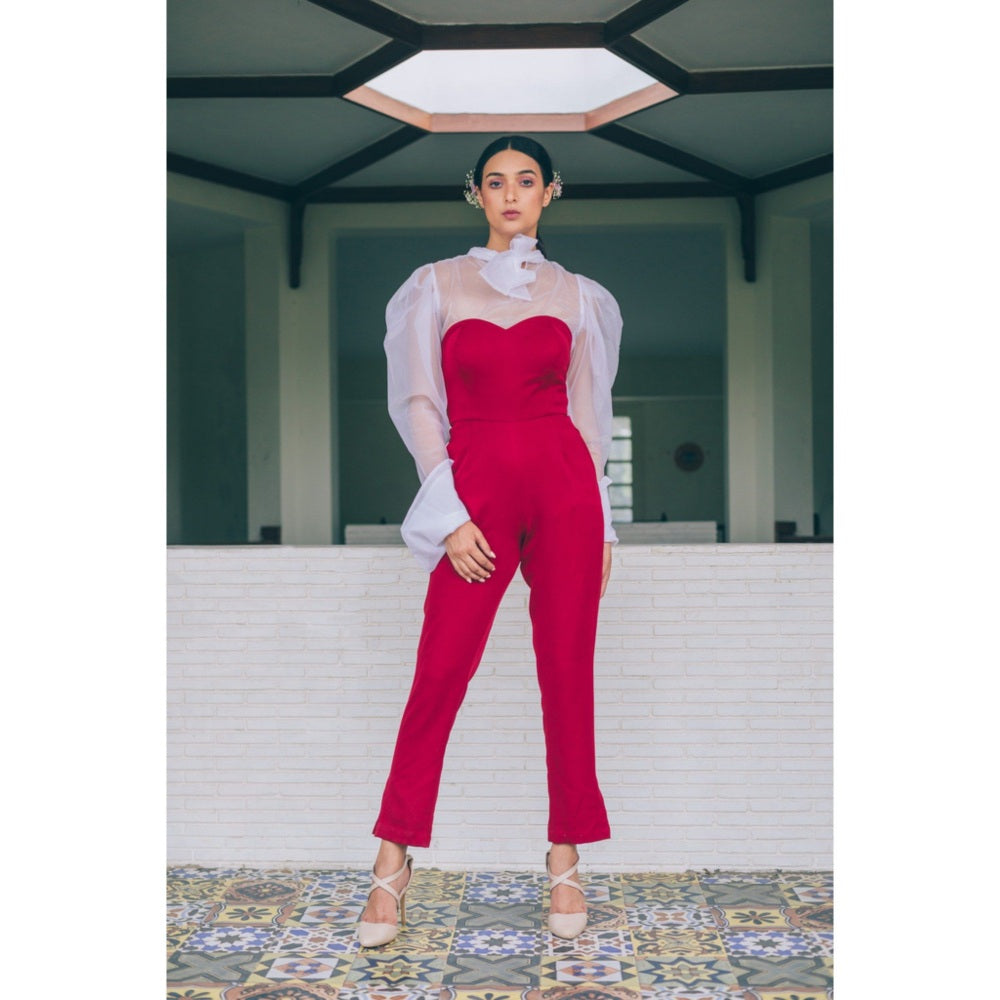 Tarini Vij Cinder & Dove Red Jumpsuit (Set of 2)