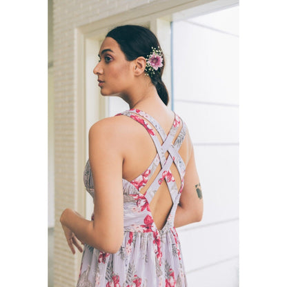 Tarini Vij Maeve Grey Maxi Dress