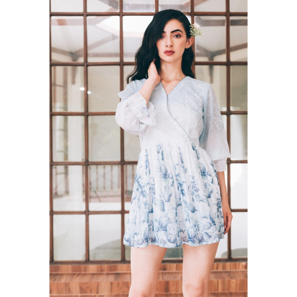 Tarini Vij Penelope Blue Floral Mini Dress