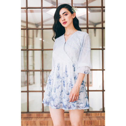 Tarini Vij Penelope Blue Floral Mini Dress
