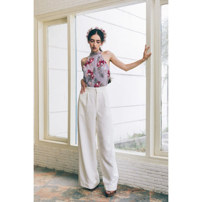 Tarini Vij Taylor Purple Halter Neck Top