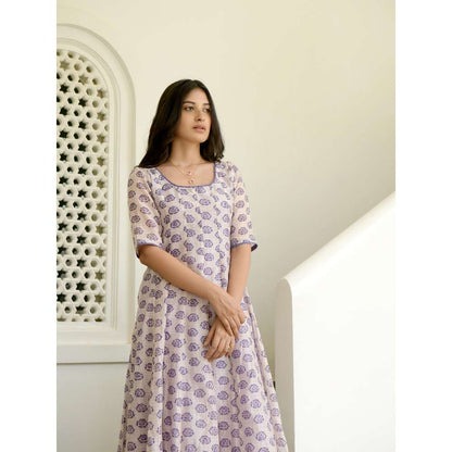 Taro india Plum Carnation Kurta with Pant and Dupatta (Set of 3)