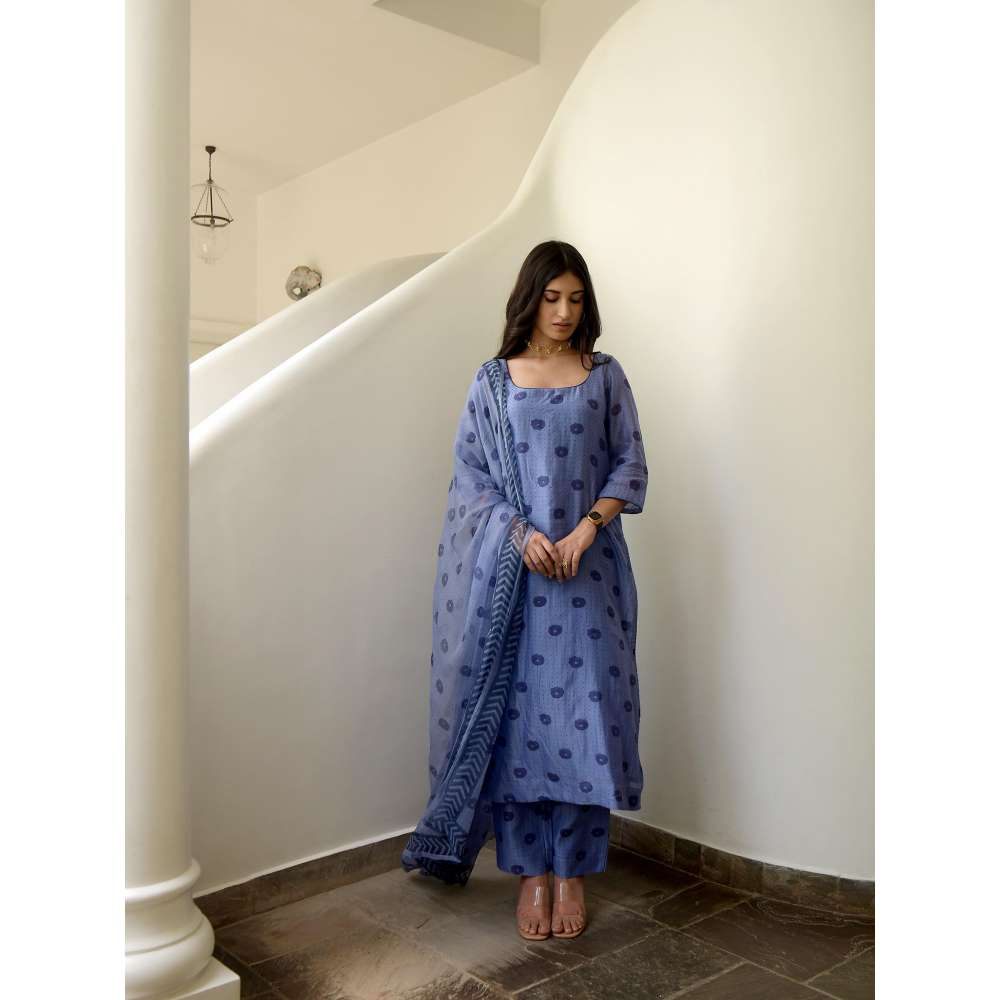 Taro india Icy Marine Kurta with Pant and Dupatta (Set of 3)