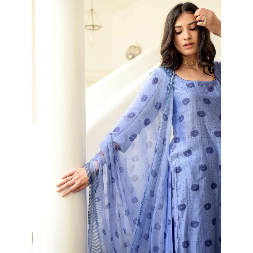 Taro india Icy Marine Kurta with Pant and Dupatta (Set of 3)
