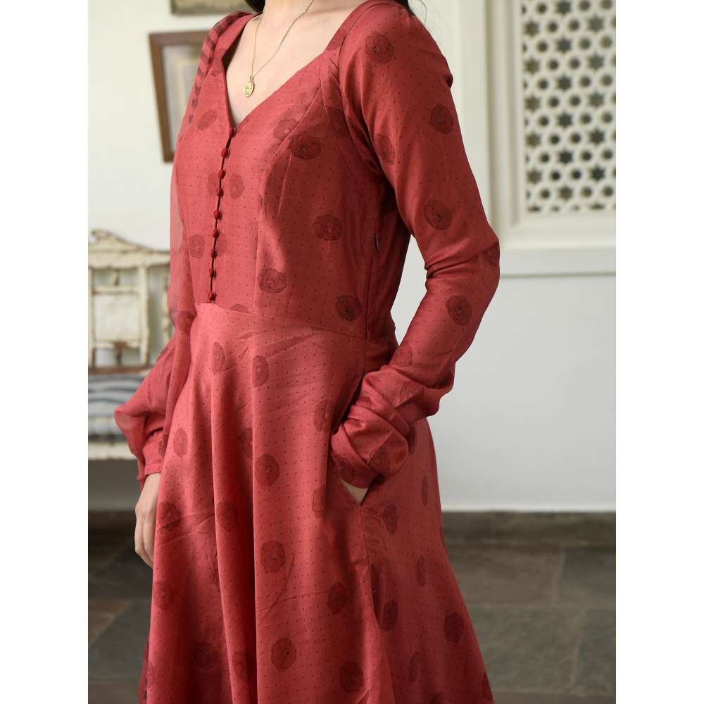 Taro india Dark Amber Kurta with Pant and Dupatta (Set of 3)