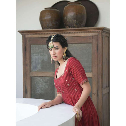 Taro india Cherry Sangria Kurta with Pant and Dupatta (Set of 3)