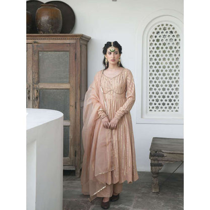 Taro india Beige Dream Kurta with Pant and Dupatta (Set of 3)