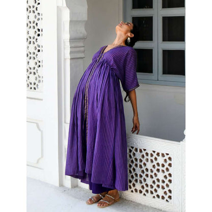Taro india Dazzling Violet Kaftan with Pant (Set of 2)