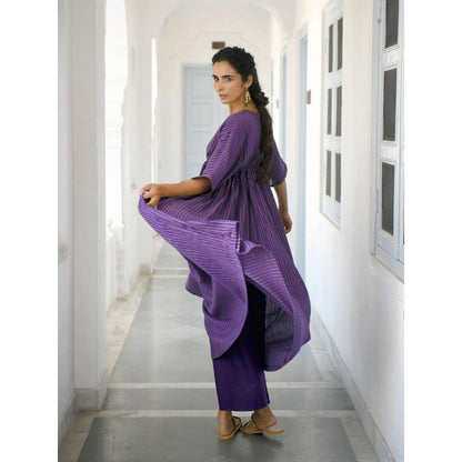 Taro india Dazzling Violet Kaftan with Pant (Set of 2)