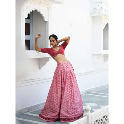 Taro india Watermelon Rouge Lehanga with Blouse and Dupatta (Set of 3)