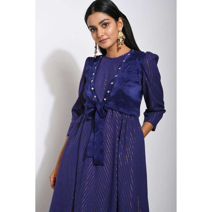 Taro india Iris Blue Kurta Pant with Dupatta and Shrug (Set of 4)