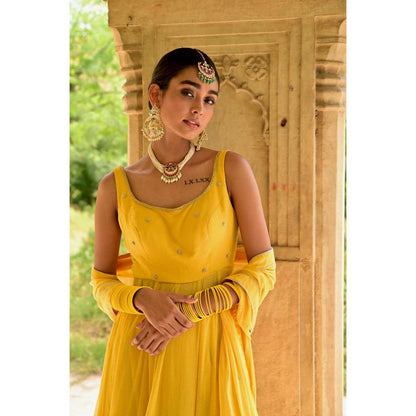 Taro India Nargis Kurta & Palazzo Yellow (Set of 3)