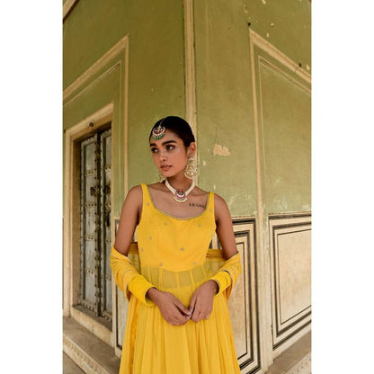 Taro India Nargis Kurta & Palazzo Yellow (Set of 3)