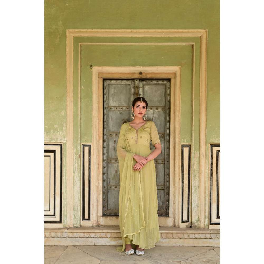 Taro India Sada Bahar Kurta Green (Set of 3)
