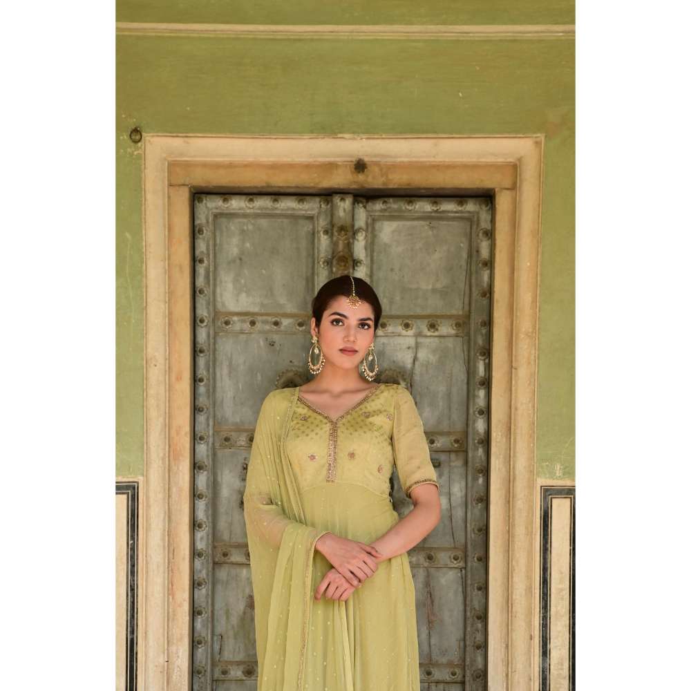 Taro India Sada Bahar Kurta Green (Set of 3)