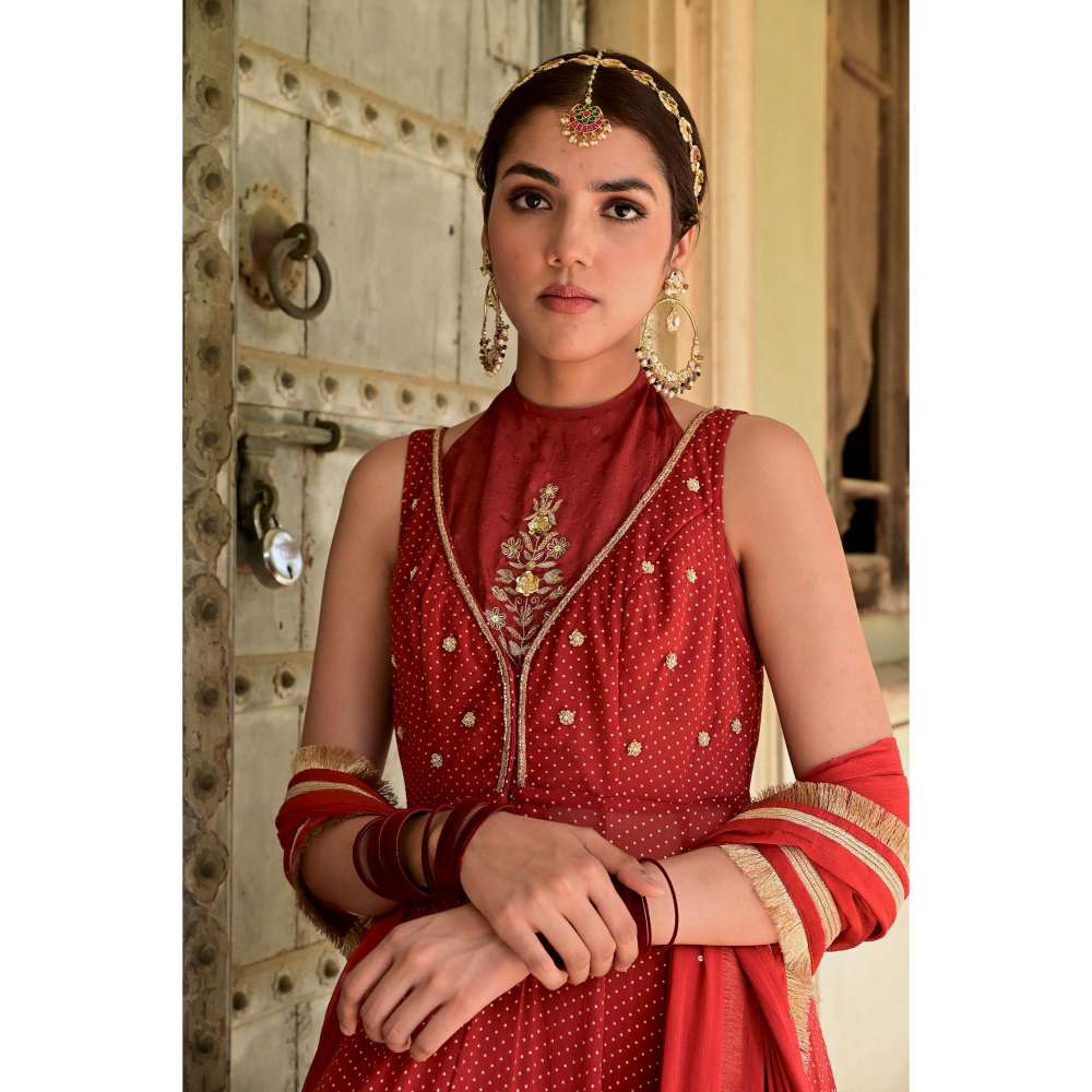 Taro India Sindhuri Kurta & Palazzo Red (Set of 4)