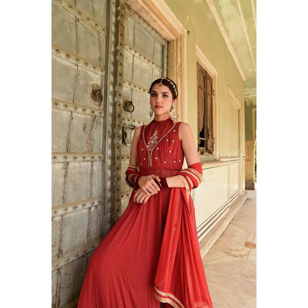 Taro India Sindhuri Kurta & Palazzo Red (Set of 4)