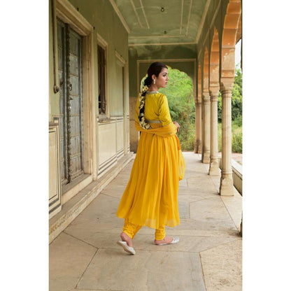 Taro India Kaner Kurta Mustard (Set of 3)