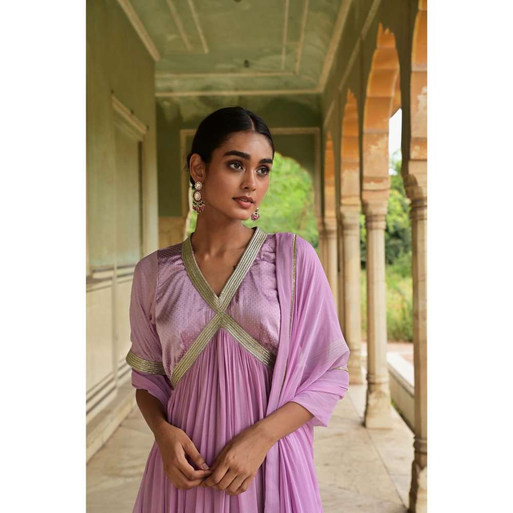 Taro India Kumudni Kurta Lavender (Set of 3)
