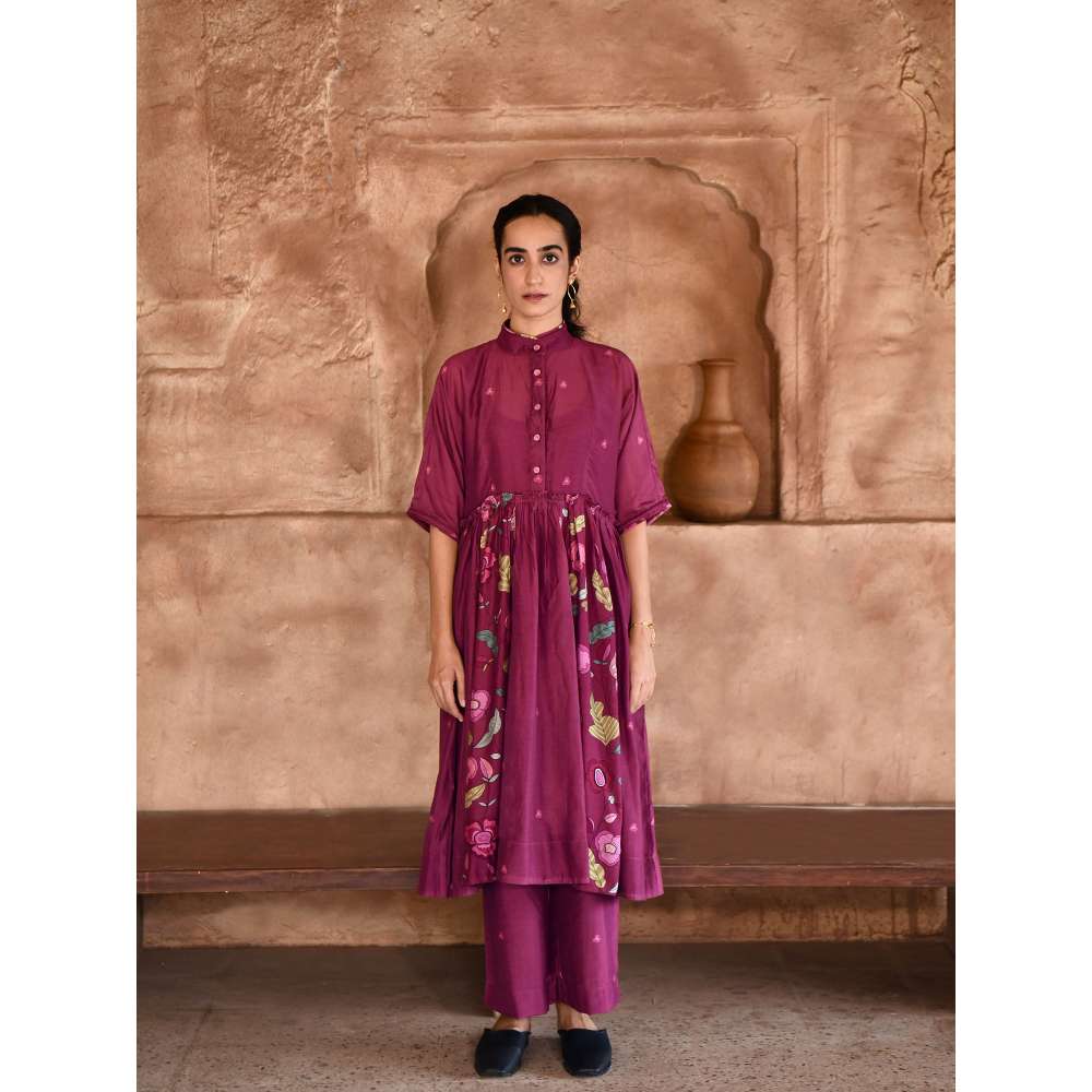 Taro India Mahogany Kurta with Pant and Dupatta (Set of 3)