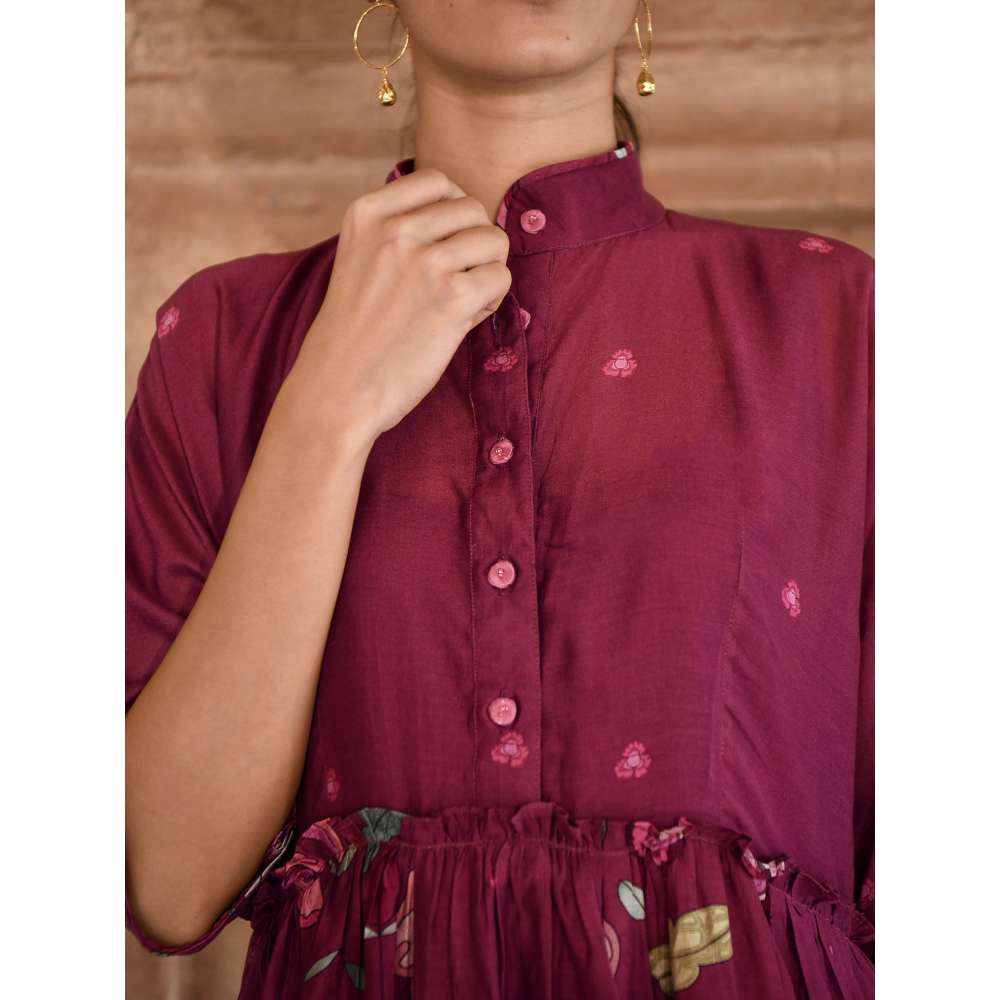 Taro India Mahogany Kurta with Pant and Dupatta (Set of 3)