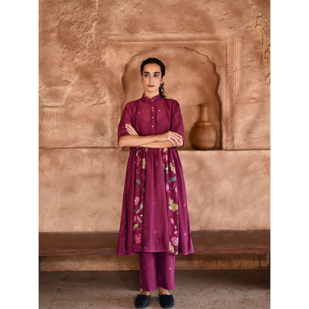 Taro India Mahogany Kurta with Pant and Dupatta (Set of 3)