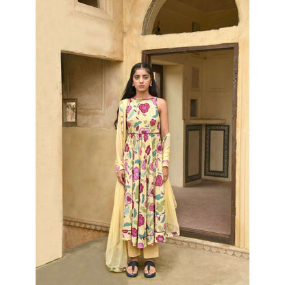 Taro India CanaryYellow Kurta with Pant and Dupatta (Set of 3)