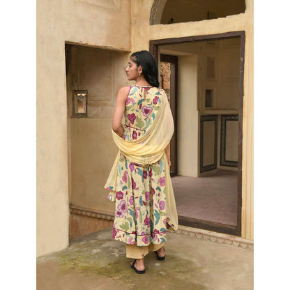 Taro India CanaryYellow Kurta with Pant and Dupatta (Set of 3)