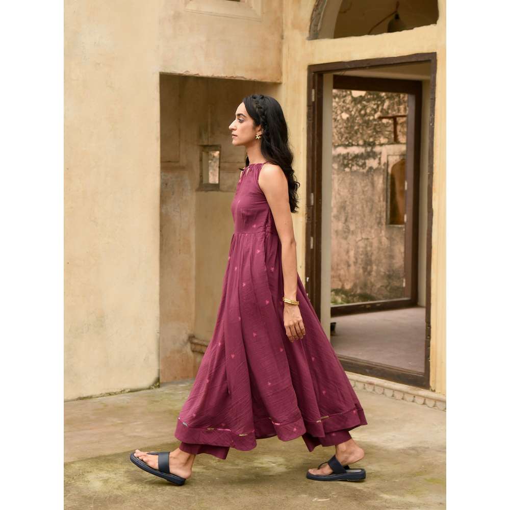 Taro India Hibiscus Bloom Anarkali with Pant and Dupatta (Set of 3)