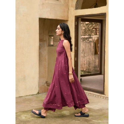 Taro India Hibiscus Bloom Anarkali with Pant and Dupatta (Set of 3)