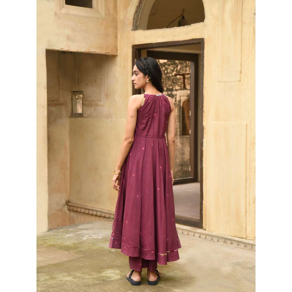 Taro India Hibiscus Bloom Anarkali with Pant and Dupatta (Set of 3)