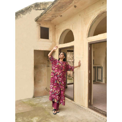 Taro India Auburn Kaftan Kurta with Pant (Set of 2)