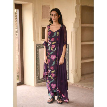 Taro India Raisin Love Kurta with Pant and Dupatta (Set of 3)