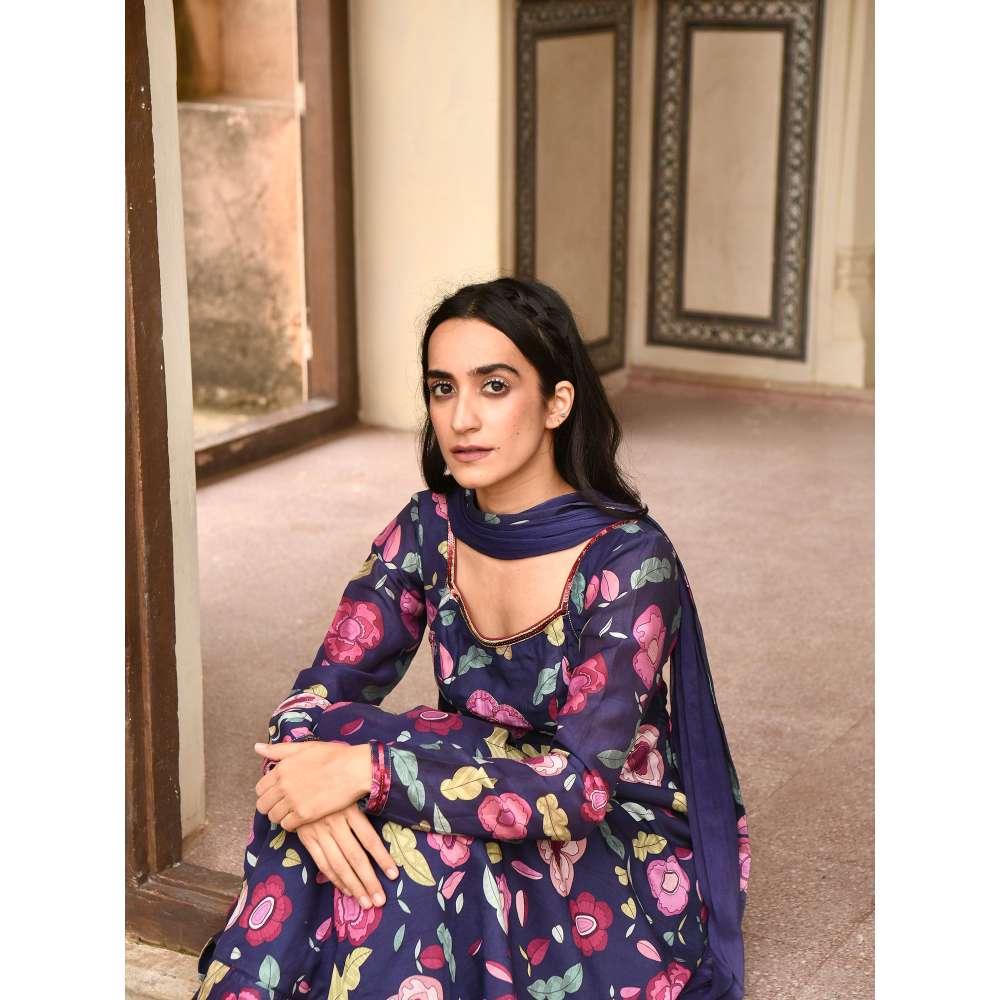 Taro India Oxford Knight Anarkali with Pant and Dupatta (Set of 3)