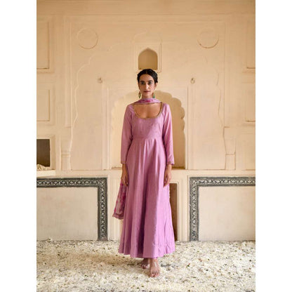 Taro India Lilac Mauve Anarkali with Pant and Dupatta (Set of 3)