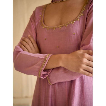 Taro India Lilac Mauve Anarkali with Pant and Dupatta (Set of 3)