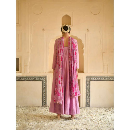 Taro India Lilac Mauve Anarkali with Pant and Dupatta (Set of 3)