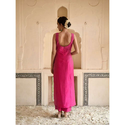 Taro India Pink Rose Kurta with Pant and Dupatta (Set of 3)