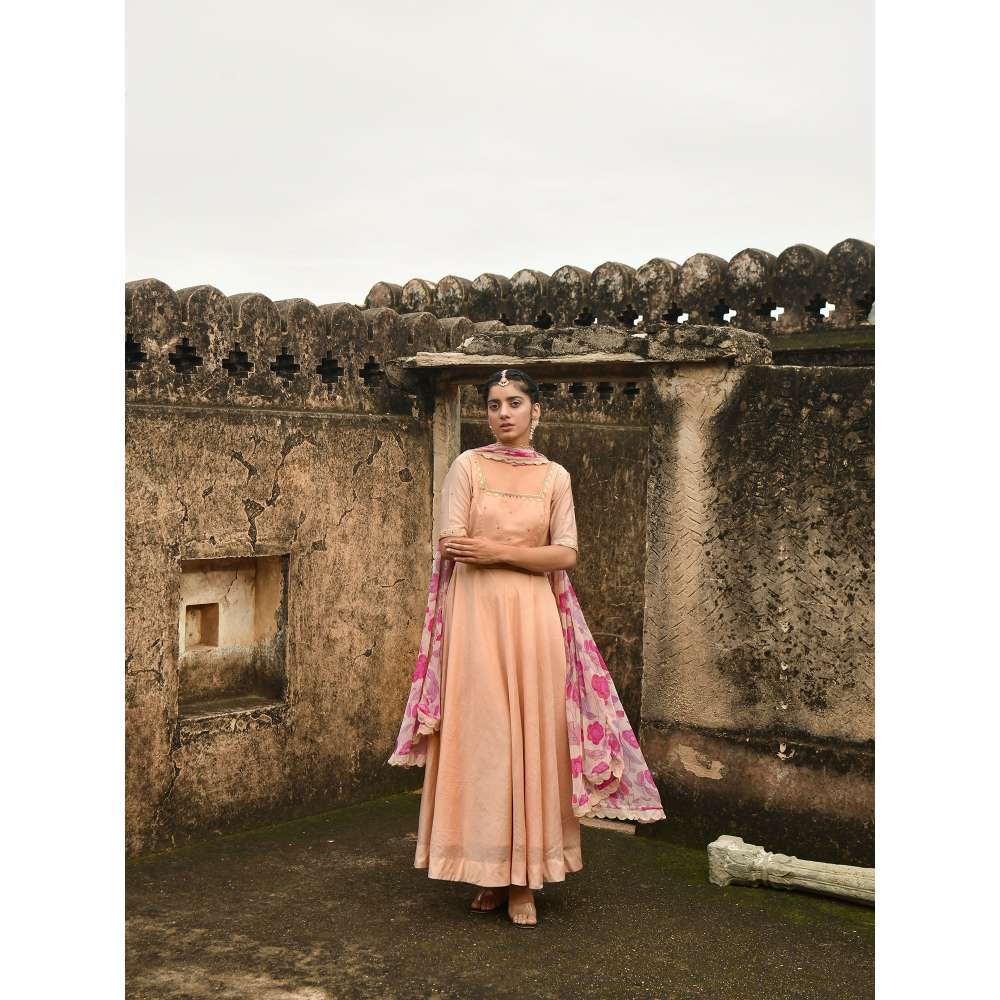 Taro India Sunset Blush Anarkali with Pant and Dupatta (Set of 3)