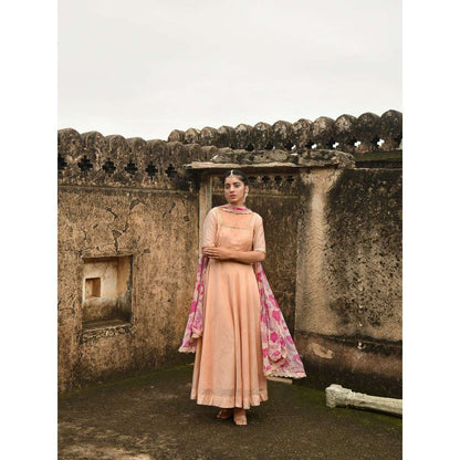 Taro India Sunset Blush Anarkali with Pant and Dupatta (Set of 3)