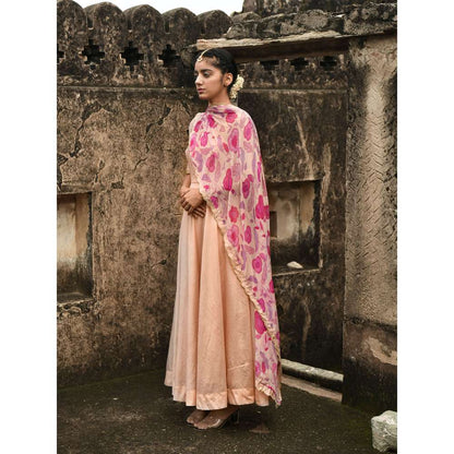 Taro India Sunset Blush Anarkali with Pant and Dupatta (Set of 3)
