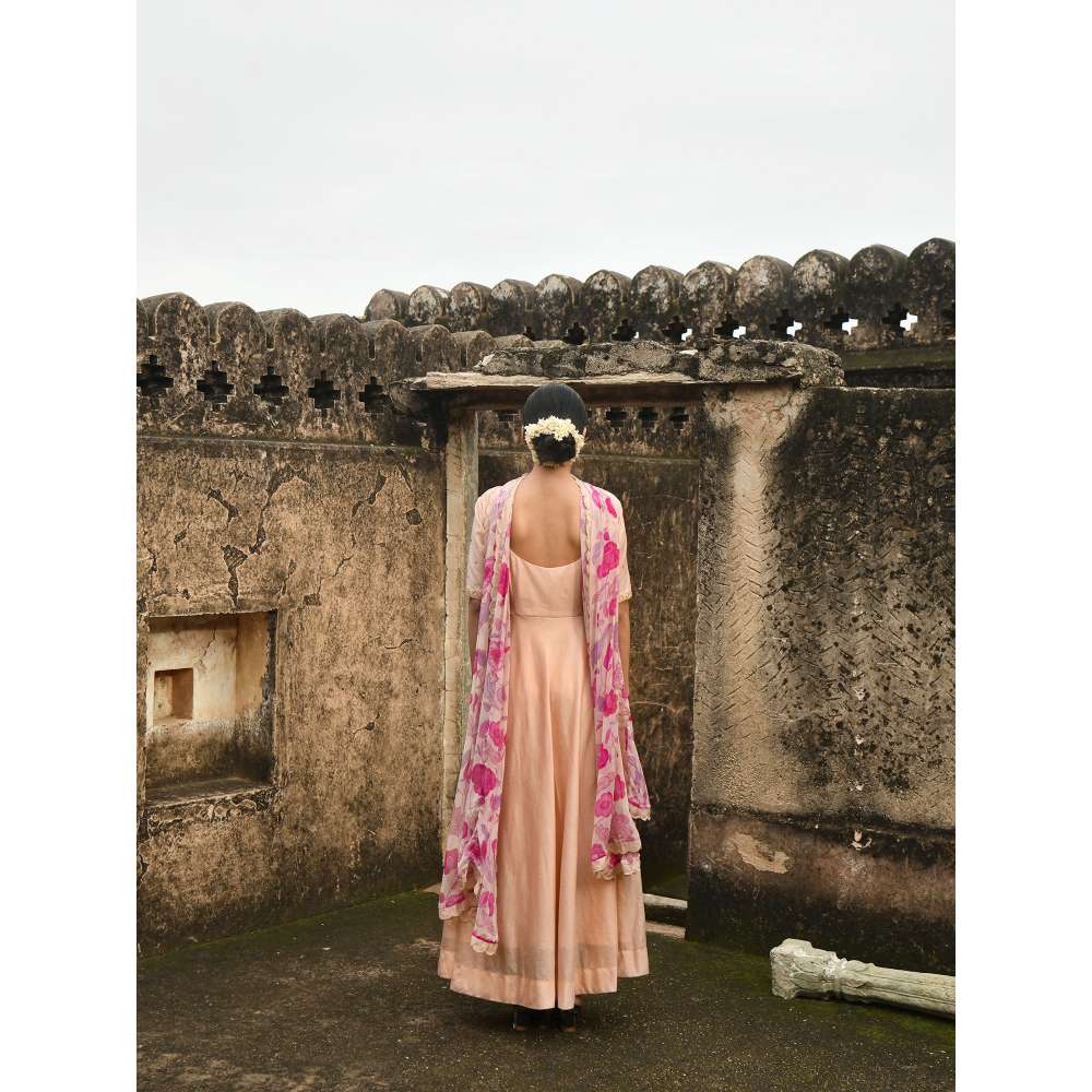 Taro India Sunset Blush Anarkali with Pant and Dupatta (Set of 3)