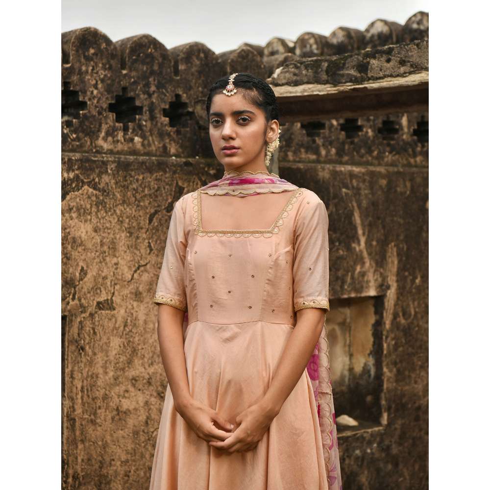 Taro India Sunset Blush Anarkali with Pant and Dupatta (Set of 3)